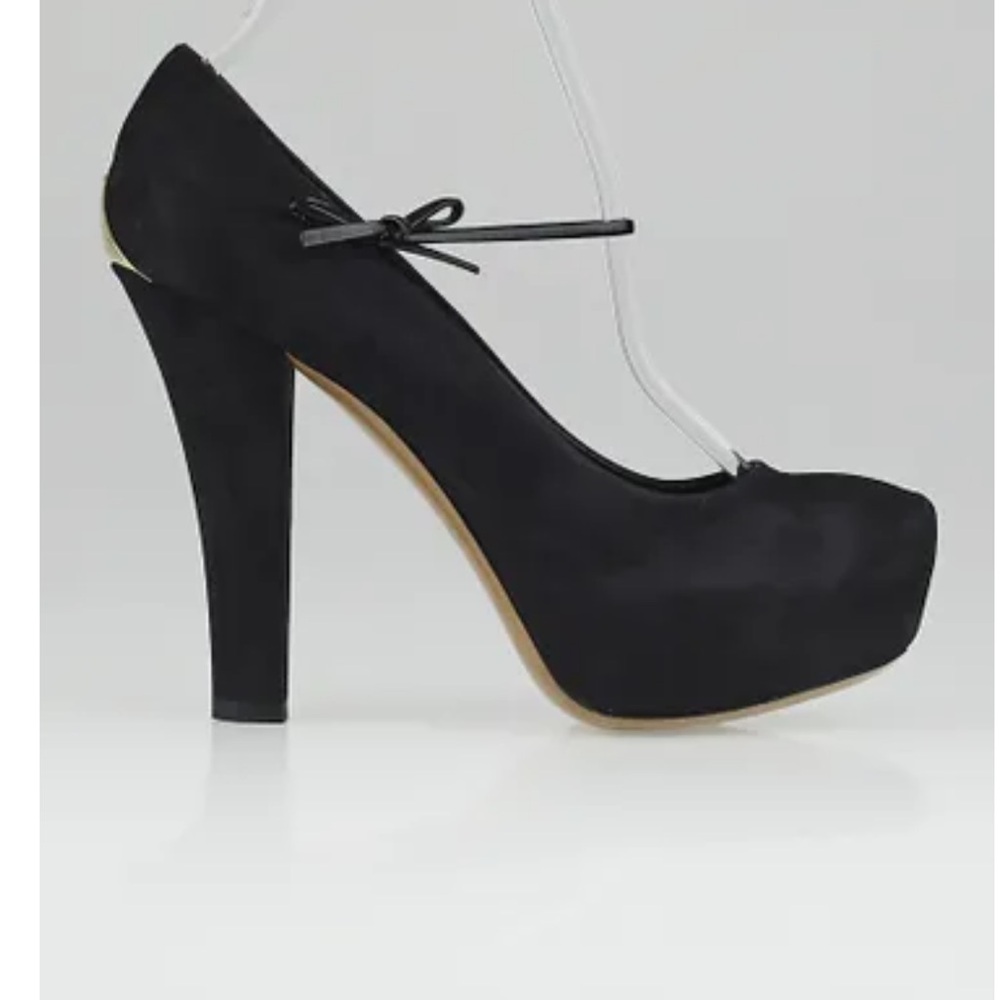 Louis Vuitton Black Suede Varennes Strap Platform Pumps